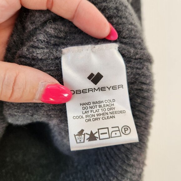 Obermeyer Wool Blend Grey Quarter Zip Pullover Sweater Warm Casual Men's M - Picture 6 of 8